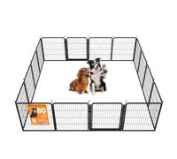Feandrea Parc pour Chien avec 16 Panneaux en Acier Antirouille 68 x 80 cm | Enclos Modulable avec Porte, 276 x 276 x 80 cm, Intérieur et Extérieur, Noir, Collection DACK PPK038B102