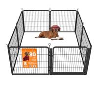 Feandrea Parc pour Chien avec 8 Panneaux en Acier Antirouille 68 x 80 cm | Enclos Modulable avec Porte, 170 x 170 x 80 cm, Intérieur et Extérieur, Noir mat, Collection DACK PPK028B102