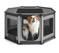 Feandrea Parc pour Chien en Tissu Oxford, Clôture Octogonale, Enclos, Taille L, 112 x 112 x 62 cm, Cadre Tube PVC, Filet Respirant