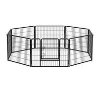 Feandrea Parc pour Chien, Enclos pour Chiot, Clôture, Chenil, Cage, 8 Panneaux, Double Verrou en L, Chaque Panneau 77 x 60 cm, Intérieur, Extérieur, Jardin, Chien, Lapin, Poule, Noir PPK86H