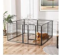 FEANDREA Parc pour Chien, Parc pour Animaux de Compagnie, 8 Panneaux, Dimensions 80 x 80 cm, Gris