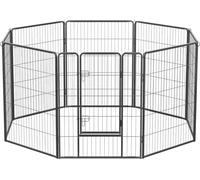 FEANDREA Parc pour chiots, enclos extérieur pour chiens, 8 barreaux de 77 x 100 cm chacun, gris