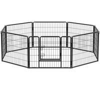 FEANDREA Parc pour chiots, enclos extérieur pour chiens, 8 barrières de 77 x 60 cm chacune, noir