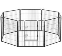 FEANDREA Parc pour chiots, enclos extérieur pour chiens, 8 barrières de 77 x 80 cm chacune, gris