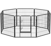 FEANDREA Parc pour chiots, enclos extérieur pour chiens, 8 barrières de 77 x 80 cm chacune, noir