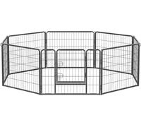 FEANDREA Parc pour chiots, enclos extérieur pour chiens, 8 grilles 77 x 60 cm chacune, gris