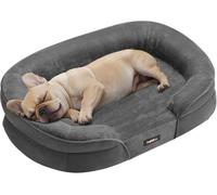 Feandrea PGW283GN01 Coussin orthopédique pour chien de taille moyenne avec couche intérieure imperméable et bords surélevés Housse amovible lavable antidérapante Gris plomb 106 x 76 x 18 cm