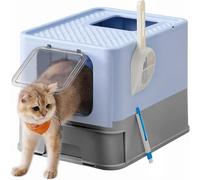 Feandrea PPT001Q01 Bac à litière pour chat jusqu’à 15 kg - bleu pâle/gris colombe