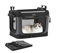 Feandrea Sac de Transport Chien, 50 cm Caisse Pliable Animaux de Compagnie, pour Petits Chiens, Tissu Oxford, Portes en Maille, Poignées, Poche de Rangement, Noir d'encre PDC015BH02