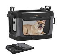 Feandrea Sac de Transport Chien, 60 cm Caisse Pliable Animaux de Compagnie, pour Petits Chiens, Tissu Oxford, Portes en Maille, Poignées, Poche de Rangement, Noir d'encre PDC016B01