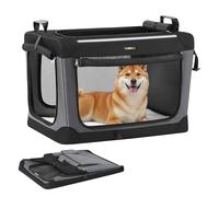Feandrea Sac de Transport Chien, 76,2 cm Caisse Pliable Animaux de Compagnie, pour Chiens de Taille Moyenne, Tissu Oxford, Portes en Maille, Poignées, Poche de Rangement, Noir d'encre PDC017B01