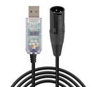 Feanteek Câble adaptateur USB vers DMX RS485 convertisseur XLR mâle 3 broches DMX512 logiciel Freestyler PC contrôle variateur avec puce FTDI compatible Win10 Mac OS (1,8 m)