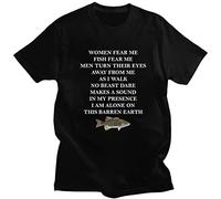 Fear Me Fish Fear Me Harajuku Retro Design Cartoon Print Short-Sleeved Cotton Loose Casual T-T-Shirts à Manches Courtes Oversized Black(Large)