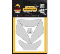 Fear The Yellow Bear© Easy Iron, Kit 5 Stickers Rétro réfléchissants REPOSITIONNABLES, pour Casque Moto, 3M™ Technology, Blanc