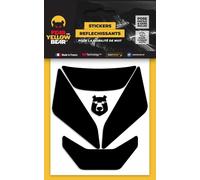 Fear The Yellow Bear© Easy Iron¿ Reflective Black Retro Stickers For Motorcycle Helmets, 3m¿ Technology, Approved Sizes Visible At Night For Your Safety