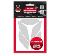 Fear The Yellow Bear© Easy Replica Scorpion Exo R1 Evo Air™, Kit 5 Stickers réfléchissants REPOSITIONNABLES, pour Casque Moto, 3M™ Technology (Blanc, Scorpion EXO R1 Evo AIR)