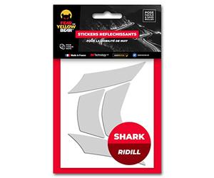 Fear The Yellow Bear© Easy Replica Shark Ridill, Kit 4 Stickers réfléchissants REPOSITIONNABLES, pour Casque Moto, 3M™ Technology……