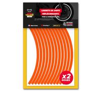 Fear The Yellow Bear, Liserets de Jantes Standard Rétro Réfléchissants, Kit pour 2 Roues, 3M Technology™, Repositionnable, visibilité maximale (Orange, Jantes 15" à 19" Largeur XL 10mm)