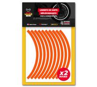 Fear The Yellow Bear, Liserets de Jantes Standard Rétro Réfléchissants, Kit pour 2 Roues, 3M Technology™, Repositionnable, visibilité maximale (Orange, Jantes 10" à 14" Largeur XL 10mm)