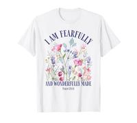 Fearfully and Wonderfully Made vers Biblique Chrétien Floral T-Shirt