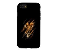 Fearless Lion Face Slash Révéler Les Yeux Griffe Marque Wildlife Art Coque pour iPhone SE (2020) / 7/8