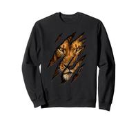 Fearless Lion Face Slash Révéler Les Yeux Griffe Marque Wildlife Art Sweatshirt