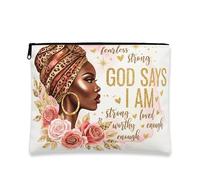 Fearless Trousse de maquillage florale vintage pour femme, petite trousse de toilette portable en toile avec fermeture éclair, trousse de toilette quotidienne pour soins de la peau, blanc, 7x9 Inch