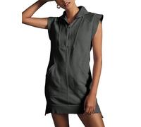 FEATEFACE Robe de tennis - Robe polo pour femme - Robe de tennis blanche - Robe athlétique pour femme - Tenue de golf tendance - Mini robe, gris foncé, XXL
