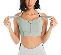 FEATEFACE Soutien-gorge à fermeture avant, soutien-gorge pour femme, fermeture avant, soutien-gorge de sport pour femme, lot de soutiens-gorge de sport pour femmes, Vert glacier, S