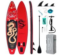 FEATH-R-LITE Planche De Stand Up Paddling Sup Gonflable avec Pagaie Réglable/Pompe/Sac À Dos/Sac Étanche Dragon
