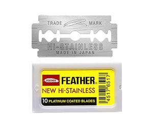 Feather 10 Razor Blades New Hi-Stainless Double Edge