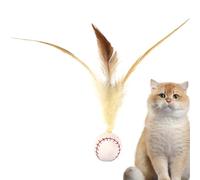Feather Cat Feather Bouncy Balls - Feather Ball Cat Toy | Boule De Chat Interactive, Jouets Pour Chats Intérieur, Chien Course À Mâcher Chatons Interactifs Pour Une Connexion Physique Plus