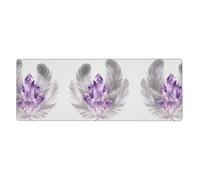 Feather Crystal Art Sous-main de bureau extra large 30 x 80 cm Tapis de souris de jeu antidérapant avec bords cousus et tapis de clavier imperméable pour bureau