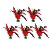 Feather Kick Shuttlecock 5PCS | 20CM Real Feathers with Rubber Base for Secure Play | Foot Kick Shuttlecock for Youth/Family Games/Outdoor Sports