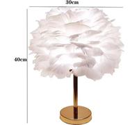 Feather LED Table Lamp with Push Button Subdued Light Decorative Gold Desk Bed Night Light