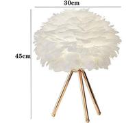 Feather LED Table Lamp with Push Button Subdued Light Decorative Gold Desk Bed Night Light