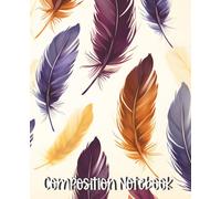 Feather Pattern Composition Book - College Ruled 7.5×9.25: 110 lined pages, margin guideline, matte cover; boho quill design for school, journaling, office