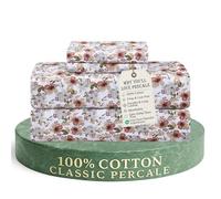 Feather & Stitch Parure de lit 4 pièces 100% Coton Doux pour très Grand lit, literie à Tissage en Percale de 300 Fils, Poche Profonde de 40,6 cm, draps rafraîchissants (Florence)