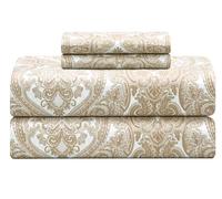 Feather & Stitch Parure de lit 4 pièces 100% Coton, Tissage en Percale, Poche Profonde de 40,6 cm, draps rafraîchissants et Respirants (Grand lit, Cachemire Ivoire)