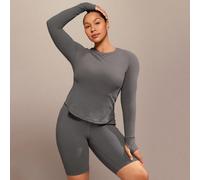FeatherFit™ In The Zone Top à manches longues ajusté, doux, extensible, absorbant la transpiration, séchage rapide avec pouce, ourlet incurvé. Vêtement de yoga, pilates, studio, gym, usage quotidien a