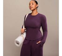 FeatherFit™ In The Zone Top à manches longues ajusté, doux, extensible, absorbant la transpiration, séchage rapide avec pouce, ourlet incurvé. Vêtement de yoga, pilates, studio, gym, usage quotidien a
