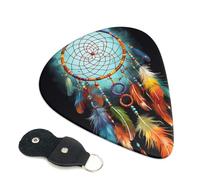 Feathers Dream Catcher Lot de 6 médiators en cuir pour guitare électrique, ukulélé 0,46 mm