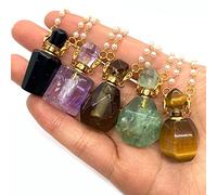FEATUR Collier avec pendentif en forme de dessin animé, tendance, pierre naturelle, améthyste, œil de tigre, bouteille de parfum, collier pour femme, collier à faire soi-même, bijoux - aucun