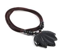 FEATUR Pendentif personnalisé, collier avec pendentif en cristal, grès bleu naturel, pendentif feuille d'érable, collier Reiki, chakra, chaîne de corde pour yoga, méditation, cadeau pour fille, femme