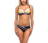 Feba Bikini Push Up Maillot de Bain 2 Pièces Ensemble Tops Soutien-Gorge et Culotte Vêtement Plage Été Femme D1N32L1V2RS4 (Noir/Blanc, EU Cup 75D/Bottom 38 (FR 90D/40))