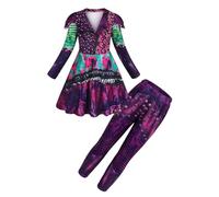 Febbabe Costume de descendants pour filles et enfants - Costume de princesse pour la journée mondiale du livre - Déguisement de princesse pour Halloween, carnaval, Noël - 2 pièces - Ensemble de