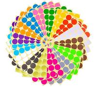 Febbya Gommettes Autocollantes Rondes,32 mm Couleur Codage Étiquettes 360 Auto-adhésifs de Points 16 Feuilles pour Le Bureau, école, calendriers, Autocollants de Carte