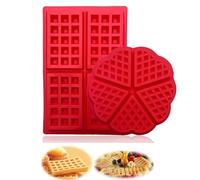 Febbya Moule à Gaufres,2 PCS Silicone Gaufrier Antiadhésive Moule à Biscuit Set pour Enfants Muffins Gâteau Choclate Cuisine Outils Rectangulaire et Coeur Forme