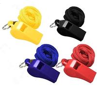 Febbya Sifflets Plastique,8 Pack Sifflet à Roulette Plastique Whistle Arbitre Enfant Entraîneur Sifflet Bruyant avec Noire Cordon 45cm pour Sports Basketball Football 4.7x2.2 Bleu Rouge Jaune Noir