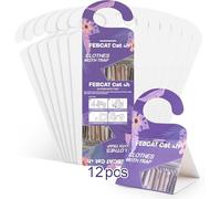 FEBCAT Catch d’Anti-Mites Textile 12 Papiers, Efficace Mesure d’Anti-Mite de Vêtements pour la Protection des Vêtements